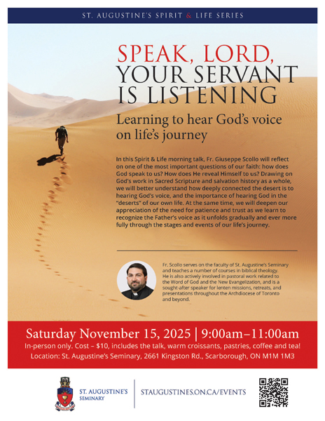 St. Augustine's Seminary, Spirit and Life talk, November 15