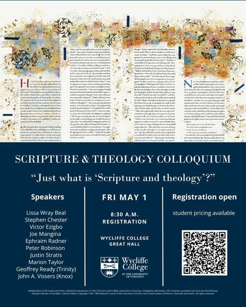 Wycliffe College, Scripture and Theology Colloquium, May 1