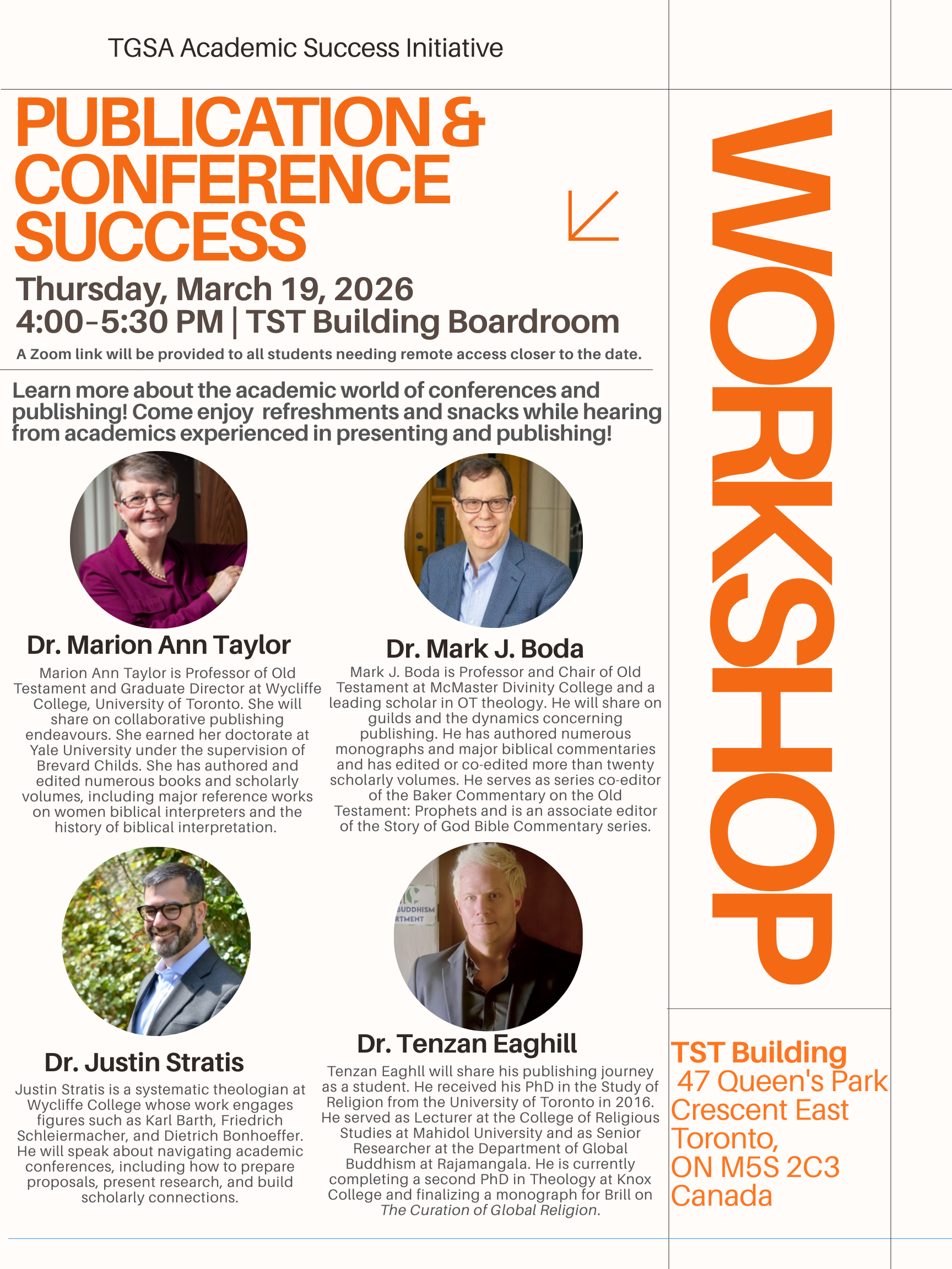 TGSA Academic Success Workshop, March 19, 2026