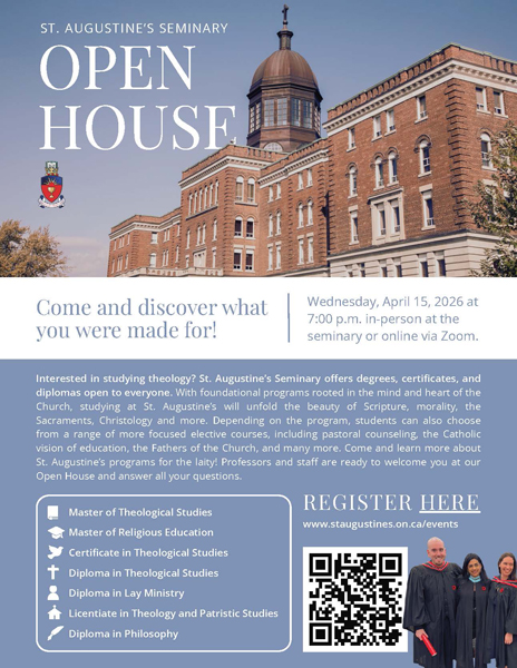 St. Augustine's Seminary Open House, April 15